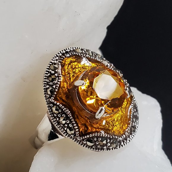 Solid Sterling Silver 925 Ring Genuine Citrine